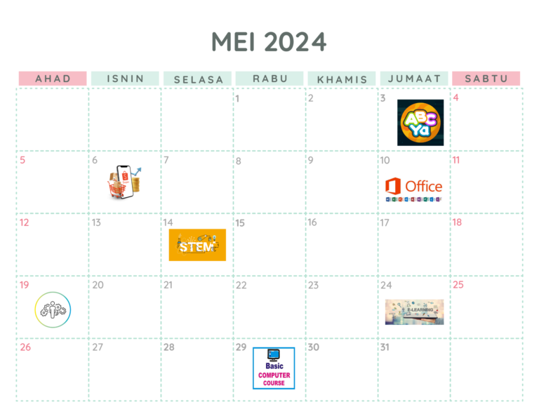 Pink Green White Simple Modern May 2024 Monthly Calendar